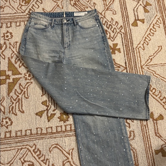 🩵RAG & BONE Logan Mid-Rise Wide Leg Studded Denim - Picture 12 of 16